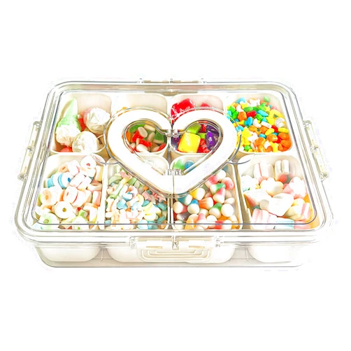 YUANQIZHU Snackle Box Container, 8 Compartments Divided Serving Tray With Lid And Handle,Reusable Portable Snack Containers For Candy Fruits Nuts Snack, Travel Snack Box(White)