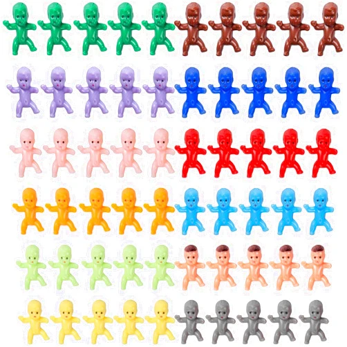 ZZYFGH 60 Mini Plastic Little Babies 12 Colors Tiny Figurines for Baby Shower Ice Cube Game, Bulk Small King Cake Dolls 1 Inch