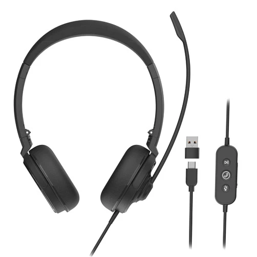 NEARITY HP20 Wired Headset, Stereo Headphones with Noise-Cancelling Microphone, USB, in-Line Controls, PC/Mac/Laptop