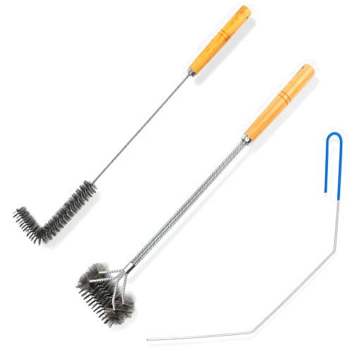 Liraip 3 Piece Metal Bristle deep Fryer Cleaning Tool Including l-Shaped deep Fryer Cleaning Brush Deep Fryer Cleaning Rod Long Handle Frying Basket Cleaning Brush, Good up to 400C (Metals)