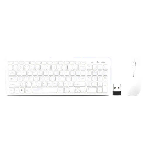 Guiheng Wireless Keyboard and Mouse Combo, Compact Quiet Wireless Keyboard and Mouse Set 2.4G Ultra-Thin Sleek Design for Windows, Computer, Desktop, PC, Notebook, Laptop (White)