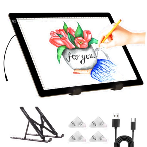 TSOCOS A3 Light Pad for Diamond Painting - Tracing Light Box with Stand, Stepless Dimmable 3 Levels Brightness Light Board, Ultra-Thin LED Light Pad for Weeding Vinyl, Drawing, Diamond Painting, Sketching