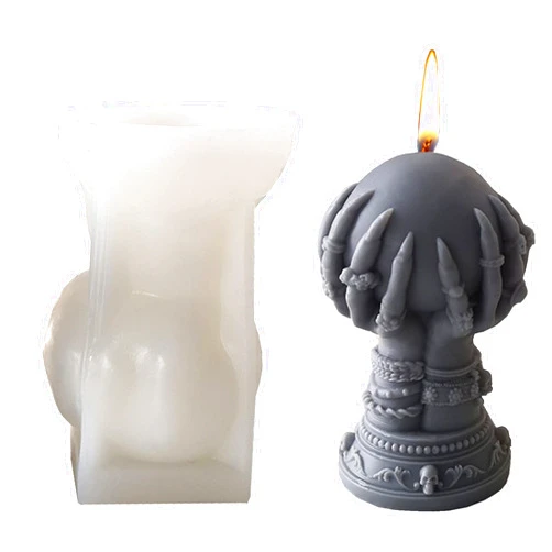 PDLING Halloween 3D Skull Ghost Hand Silicone Candle Mold, DIY Handcrafted Silicone Molds for Candle Wax Resin Gyspum Crafts Making (Ghost Hand)
