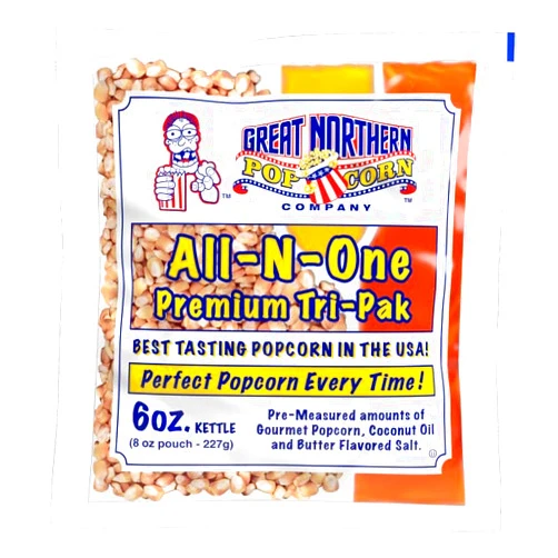 Great Northern Popcorn Company 6 oz Popcorn Packs – Pre-Measured, Movie Theater Style, All-in-One Kernel, Salt, Oil Packets for Popcorn Machines by Great Northern Popcorn (40 Case)