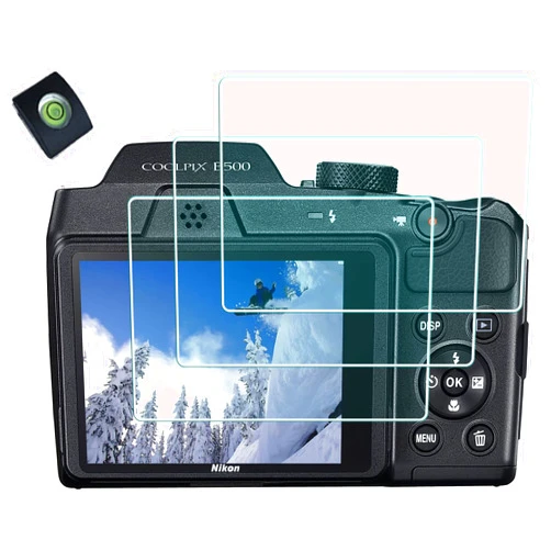 HUIPUXIANG Screen Protector for Nikon Coolpix B500 Camera (for Accessories), 0.3mm High Definition 9H Hardness Optical LCD Premium Glass Protective Cover [3+1 Pack]