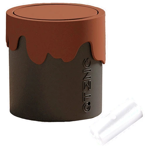 Sheebo Creative Chocolate Mini Trash Can with Lid Wastebasket and 50 Counts Mini Trash Bags for Bathroom Vanity, Desktop, Tabletop or Coffee Table - 2 Liter (Creative - Chocolate)