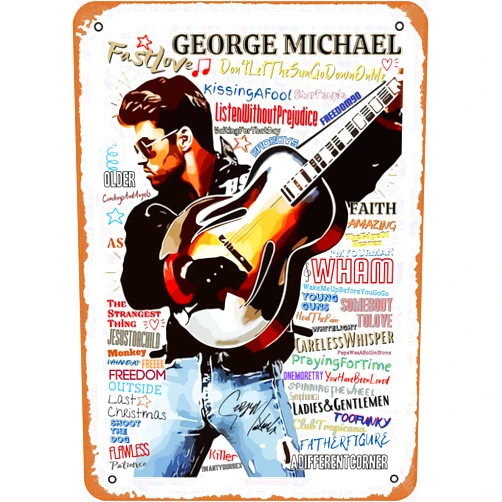 Wanfst Music Icons Pop Art GEORGE MICHAEL POP ART Metal Tin Sign Poster Vintage Art Wall Decor 12 x 8 inch
