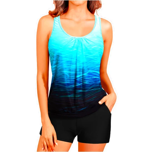Yonique Blouson Tankini Swimsuits for Women 2 Piece Bathing Suits Tops with Boyshorts Modest Loose Fit Swimwear