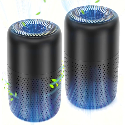 Vhoiu 2 Pack Vhoiu Air Purifiers for Home Bedroom up to 600ft², Quiet Air Purifier With Night Light, Whole House Has Fresh Air, H13 True HEPA Air Cleaner For Office, Dorm, Apartment, Kitchen (KJ50 Black)