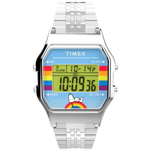Timex 34 mm T80 X Peanuts Pride Digital Bracelet Watch Silver One Size