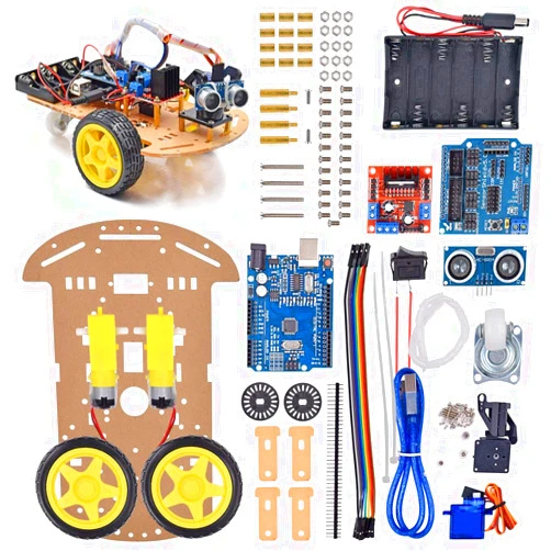 VKmaker Smart Robot Car Chassis Kit with UNO R3 Module - Educational DIY Toy, 2WD with Battery Box and Speed Encoder for Tracking Obstacle Avoidance - Designed for Beginners to Learn Programming