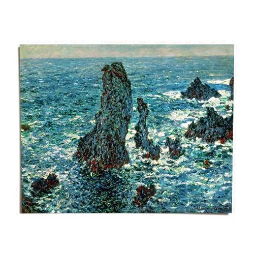 Artwork Culture Rocks at Belle Ile - 8.5x11 - Claude Monet - Wall Art Print - UNFRAMED