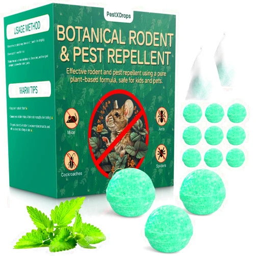 PestXDrops Mouse Rats Repellent 14 Pack, Peppermint Oil Moth Balls for Mice Rodent Deterrent, Natural Pest Control Pouches for Roaches, Ant, Cockroach, Spider, Safe for Humans & Pets, Indoor and Outdoor Use