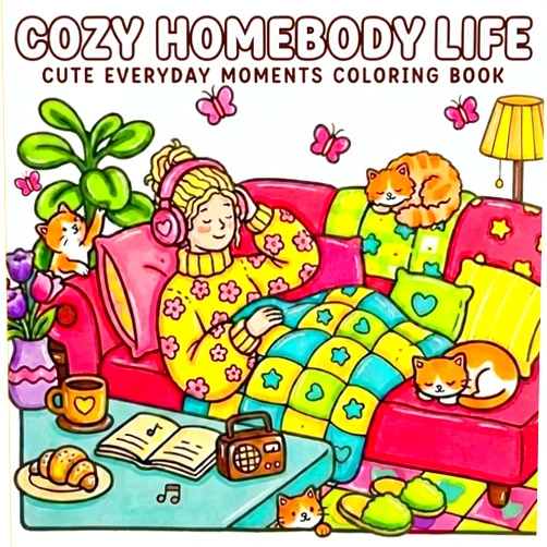Dream Nook Cozy Homebody Life Cute Everyday Moments Coloring Book: 40 Bold and Easy Scenes to Color for Adults and Teens Featuring Cozy Girl Moments and Daily ... Hygge Vibes for Relaxation and Stress Relief