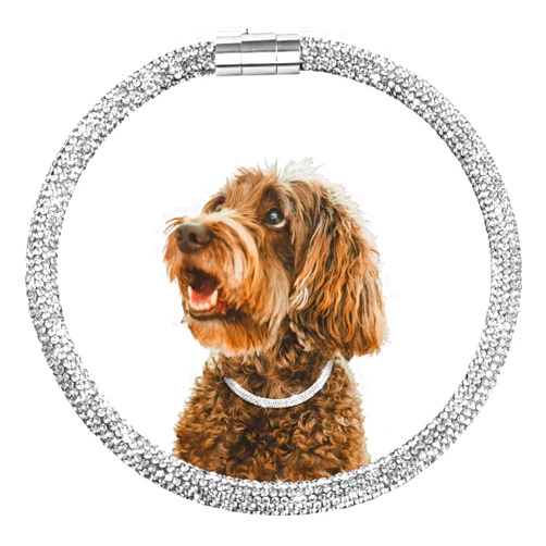WOOFUU Stylish and Luxurious Diamond Dog Collar,Magnetically Absorbent Clasp,Full Diamond Design,Perfect for Wedding and Everyday Walking - Studded with Diamons Necklace Collar for Small Dogs,14''