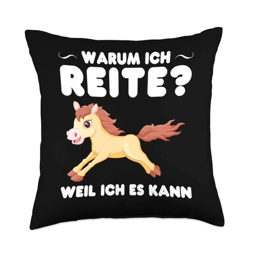 Mädchen & Pferde Geschenk Warum reite Weil ich ES kann Reiten Mädchen Throw Pillow, 18x18, Multicolor