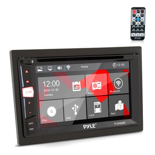 Pyle Double Din DVD Car Stereo Player Bluetooth in-Dash Car Stereo Touch Screen Receiver w/ USB/SD, MP3, CD Player, AM FM Radio, Steering Wheel Feature, Hands-Free Call, Camera/Speaker Input - Pyle
