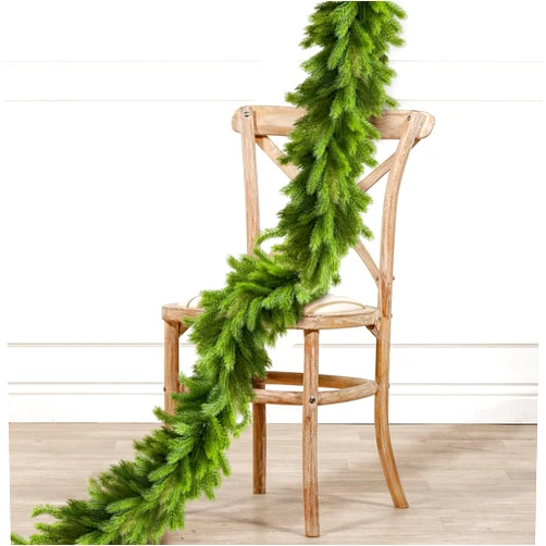 ICX 9.8 Ft Christmas Norfolk Pine Garland,Real Touch Cedar Garland,Pine Garland for Mantle, Table,Stair Handrail,Indoor, Outdoor Christmas Decorations