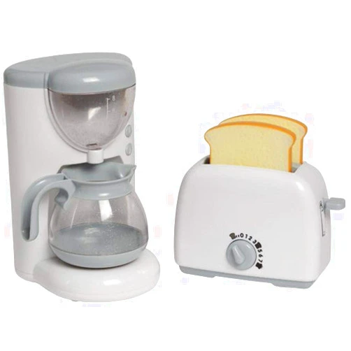 Constructive Playthings Coffee Maker Toy and Play Toaster with Pop Up Toast, Developmental Toddler Toys, Ages 3 Years and Up
