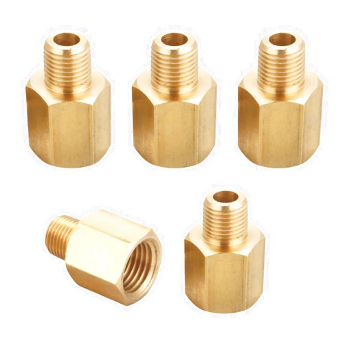 T TANYA HARDWARE Brass Pipe Fitting, Adapter, 1/8 Inch NPT Male Pipe x 1/4 Inch NPT Female Pipe, Pack of 5