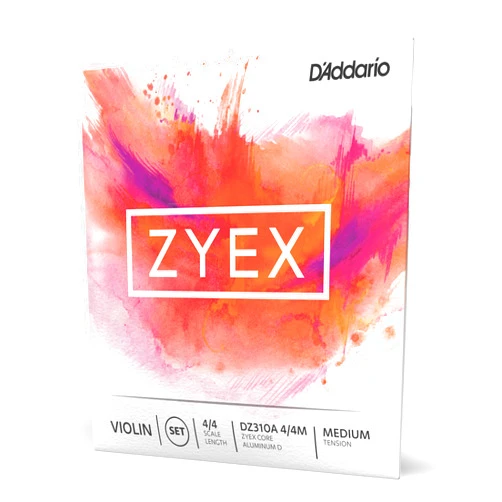 D'Addario Zyex Violin String Set with Aluminum D, 4/4 Scale, Medium Tension