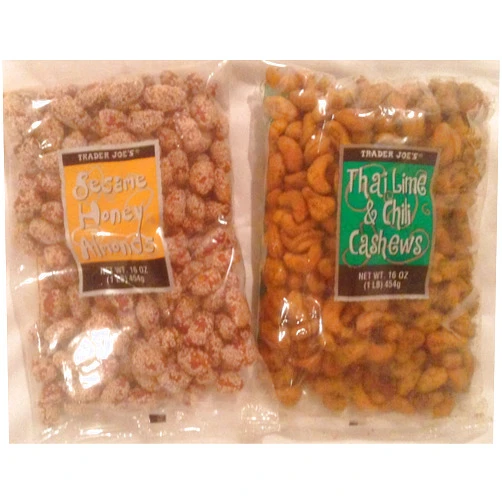 Trader Joe's Trader Joe Bundle - Thai Lime & Chili Cashews and Seseme Honey Almonds - 2 Items