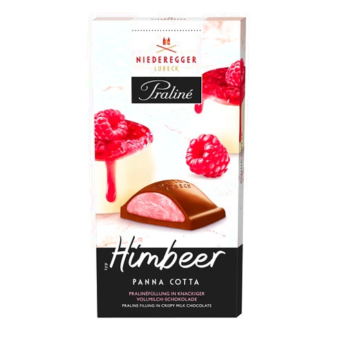 J.G. Niederegger GmbH Niederegger Panna Cotta Milk Chocolate With Raspberry Cream Praline Filling - 100 g - 3.5 oz - Germany (Pack of 2)