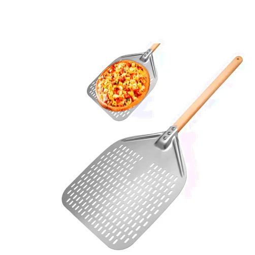 LetGoShop Pizza Peel 12 Inch Perforated Pizza Peel Aluminium Pizza Spatula Long Handle Pizza Shovel, Strong and Sturdy Pizza Turning Peel Pizza Oven Accessories for Kitchen Outdoor, Make Pizza