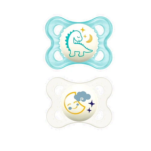 MAM Original Day & Night Baby Pacifier, Nipple Shape Helps Promote Healthy Oral Development, Glows in The Dark, 0-6 Months, Baby Boy, 2 Count