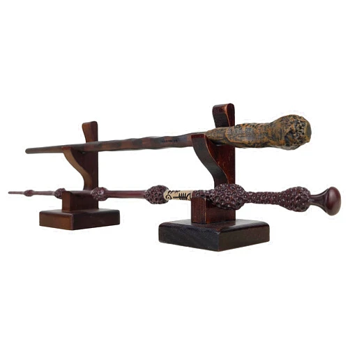 NANGOPOP Wizard Wand Stand Display - 2 Tiered Wood Magic Wand Holder for Table Display, Holds Two Wands