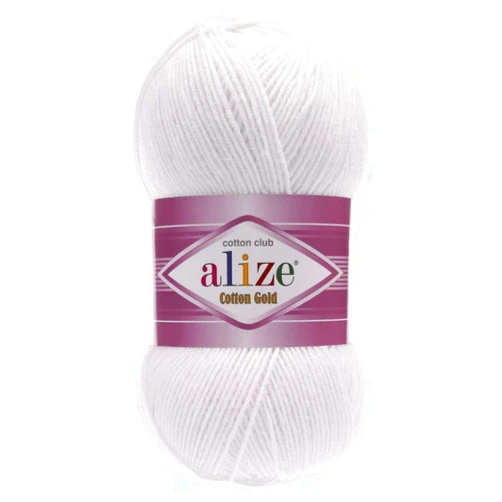 Alize 55% Cotton 45% Acrylic Alize Cotton Gold Yarn 1 Skein/Ball 100 gr 360 yds (55-White)