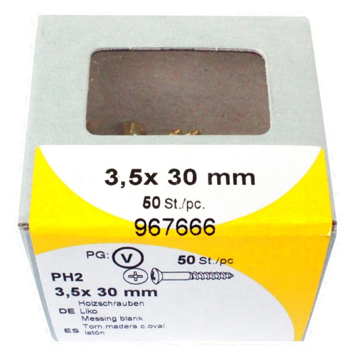 HSI PROFESSIONAL HSI 967666 - Brass Wood Screw 3.5 x 30 mm - 50 Pieces