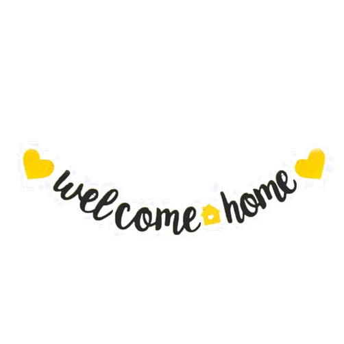 Teniinet Welcome Home Banner with Two Heart and A Vivid Home Sign Flash Party Decorations, Funny Home Party Sign Decors Family Party Housewarming Banner for Family Theme Party Supplies Decorations