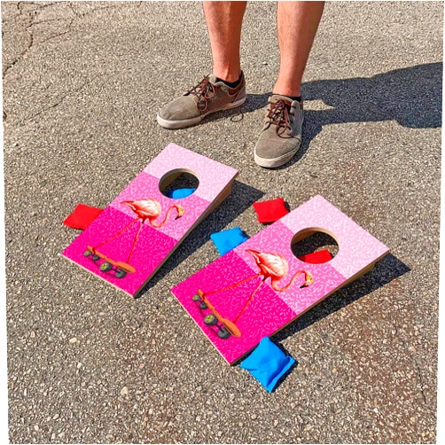Mill Wood Art Crazy Flamingo Fun Size Mini Cornhole Set