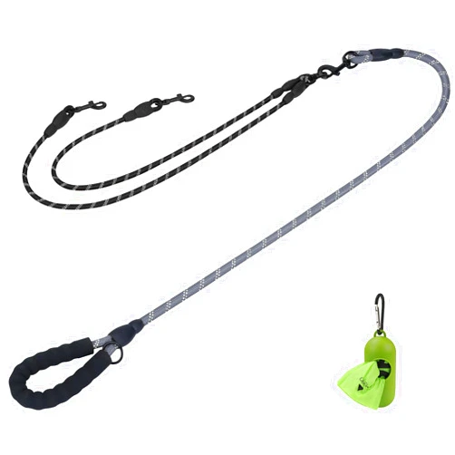 Taglory Double Dog Leash and 5FT Rope Dog Leash with Comfortable Padded Handle for Two Dogs
