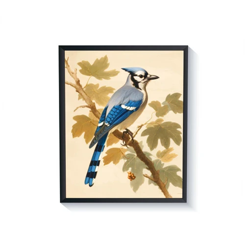 HomeArtPrint Blue Jay Bird Vintage Poster Art Print Retro Wall Art Poster Decor Nature, Avian Painting Artwork for Bedroom Living room Decor 41 (Blue Jay, 8 x 10 inches, Unframed)