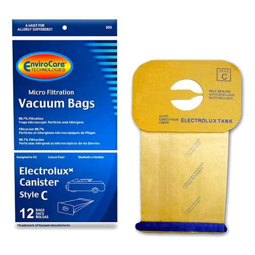 EnviroCare Replacement Micro Filtration Vacuum Cleaner Dust Bags made to fit Electrolux Type C Canisters 12 Bags
