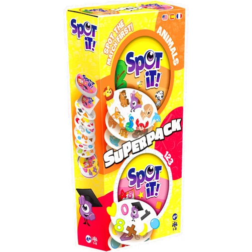 Zygomatic Spot It! Super Pack Kids (2024 Refresh) Eco Big Box - Includes Animals and 1,2,3 Editions, Family Card Game Bundle for Quick Reflexes! Ages 6+, 2-8 Players, 10 Minute Playtime, Made
