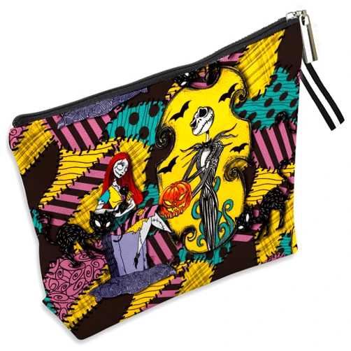 TTBDKKDM Nightmare Before Christmas Makeup Bag Halloween Theme Jack and Sally Cosmetic Bag for Women Portable Makeup Pouch Waterproof Travel Toiletry Storage Bag with Zipper
