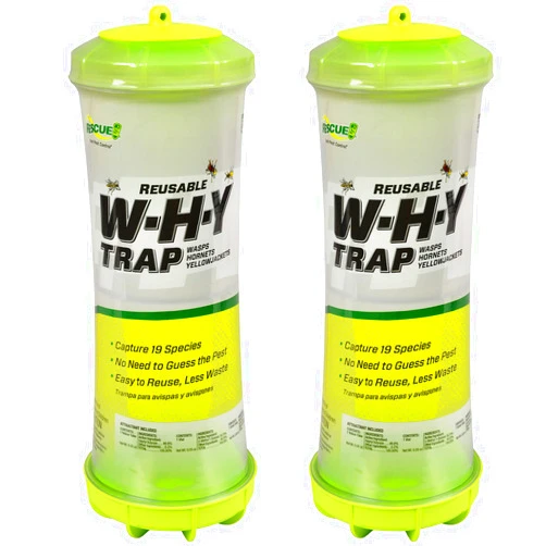 RESCUE! WHY Trap for Wasps, Hornets, & Yellowjackets – Hanging Outdoor Trap - 2 Traps