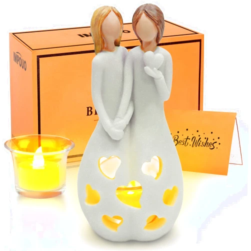Impouo for Sister - Birthday Gifts from Sister, Best Friend Friendship Gifts for Women, Candle Holder W/Flickering Led Flameless Candle