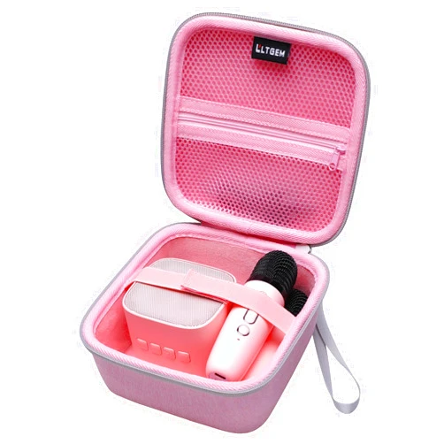L LTGEM LTGEM Kids Mini Karaoke Machine Case for YLL/for IROO/for Kinglucky/for OUTUVAS/for VERKB Portable 2 Microphones Storage Bag, Pink (Case Only)