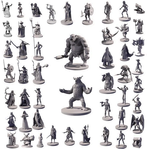 Path Gaming 50 Unique Miniatures Fantasy Tabletop RPG Figures for Dungeons and Dragons, Pathfinder Roleplaying Games. Bulk unpainted, Great for D&D