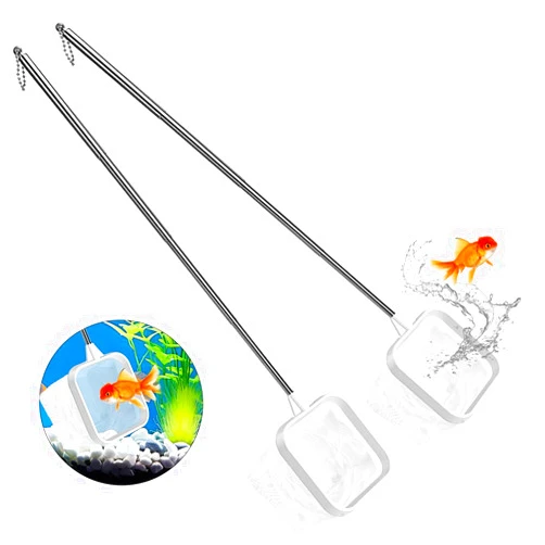 ViiWxx 2-Pack White 3-Inch Aquarium Net – Small Fish Tank Tool for Shrimp & Bettas, Fast-Dry Mesh Scoop (Dual-Purpose Cleaner & Decor) by ViiWxx