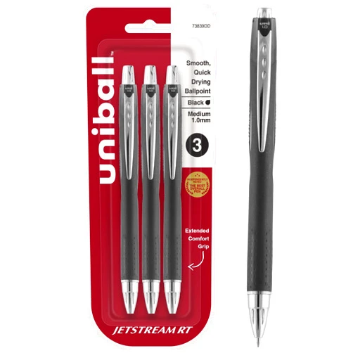 uni-ball Jetstream RT Ballpoint Pens, Bold Point (1.0mm), Black, 3 Count