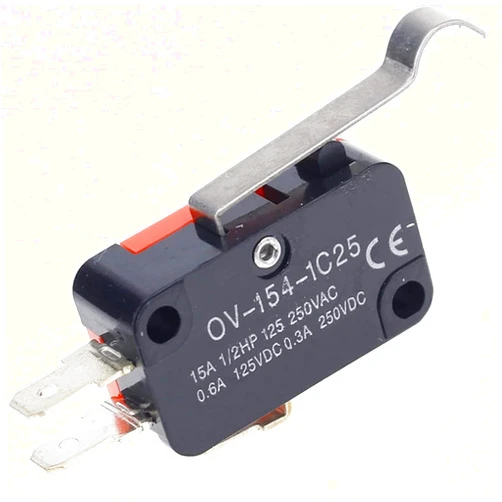 POWTAXBJGD Switches Limit Switch 5pcs V-154-1C25 Long Handle Roller Snap Action Push Button SPDT Momentary On-Off Limit Switch 15A 250V Red/Black