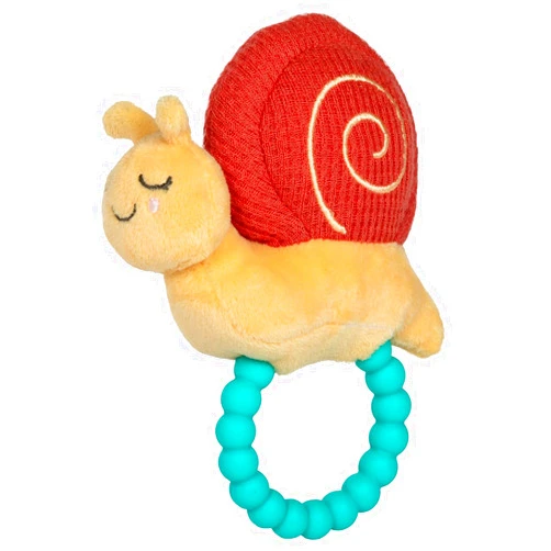 Mary Meyer Soft Baby Rattle with Soothing Teether Ring, 6-Inches, Skippy Snail