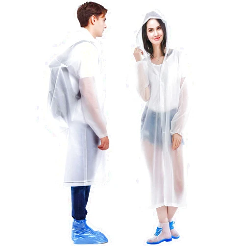 HLKZONE Raincoat, [2 Pack] Reusable Rain Ponchos Portable EVA Rain Coats Packable Rain Jackets with Hood and Drawstring