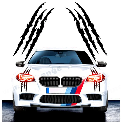 Iwannachange 2pcs Monster Claw Marks Headlight Car Sticker Stripes Scratch Decal Vinyl for Sports Cars SUV Pickup Truck Window Motorcycles ect(Black)