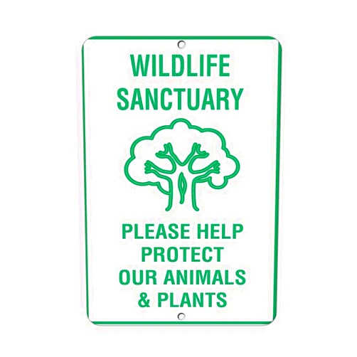 BIN SHANG Rustic Metal Sign Post Wildlife Sanctuary Please Help Protect Our Animals Plants Aluminum Wall Art Plaque Decoration